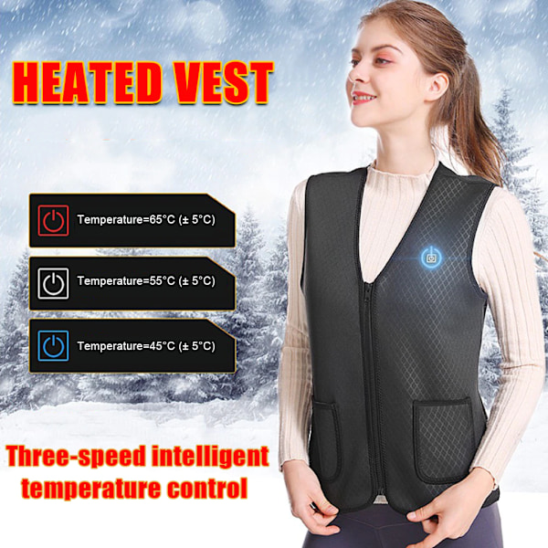 Varmevest 5 varmezoner Sort/Grå Sort+grå Svart+grå L