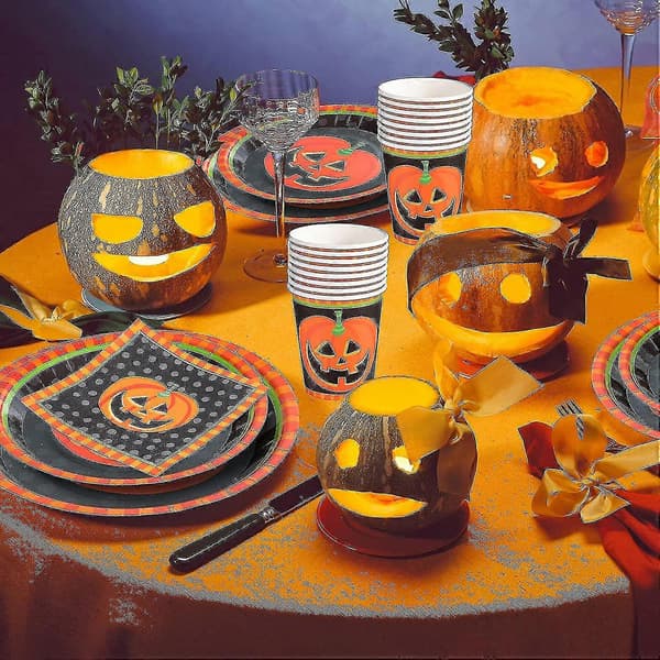 Halloweenfest Engångsbestick med Pumpatema (4 Specifikationer) 96 Delar