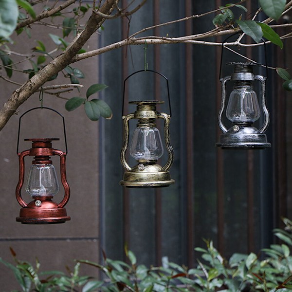 Retro Solarlampa, LED-ljuslampa, Silver