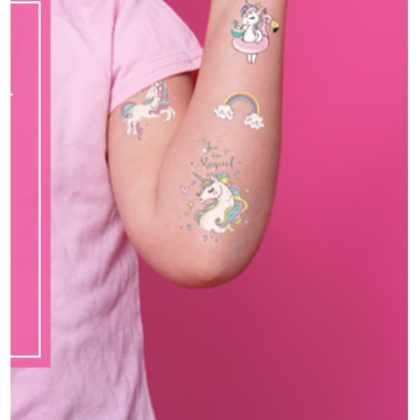 Söpöt ja hauskat lasten sarjakuva yksisarvis tarrat vedenpitävät juhlapalvelus väliaikaiset tarrat (Unicorn EB -sarja, kymmenen kappaletta),