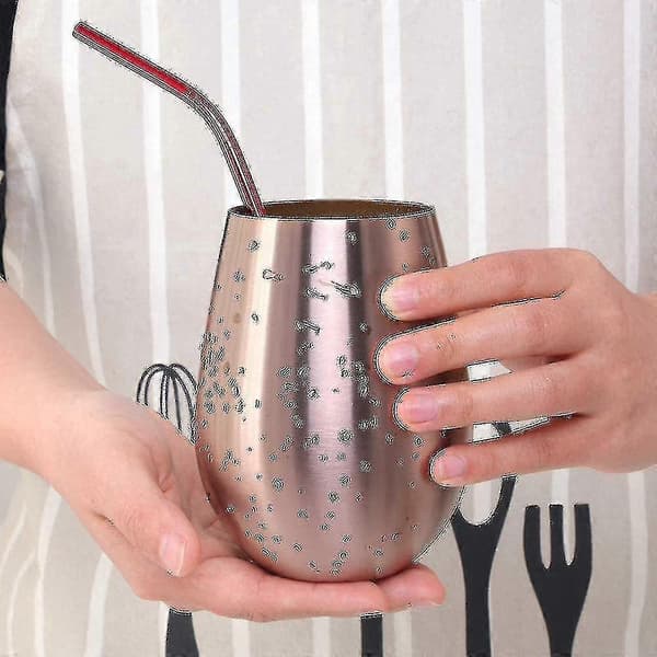 2 stk. stilkløse vinglas sæt holdbare rustfri stålglas Rose gold