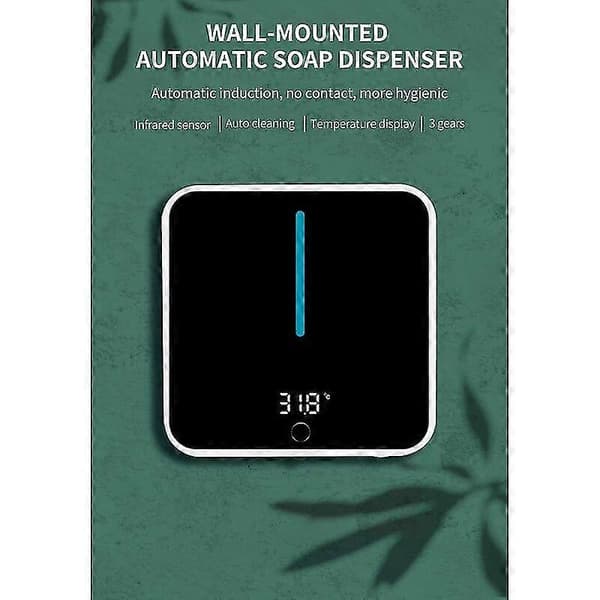 Vægmonteret sæbedispenser, 400 ml automatisk sæbedispenser, sæbedispenser med LCD-skærm