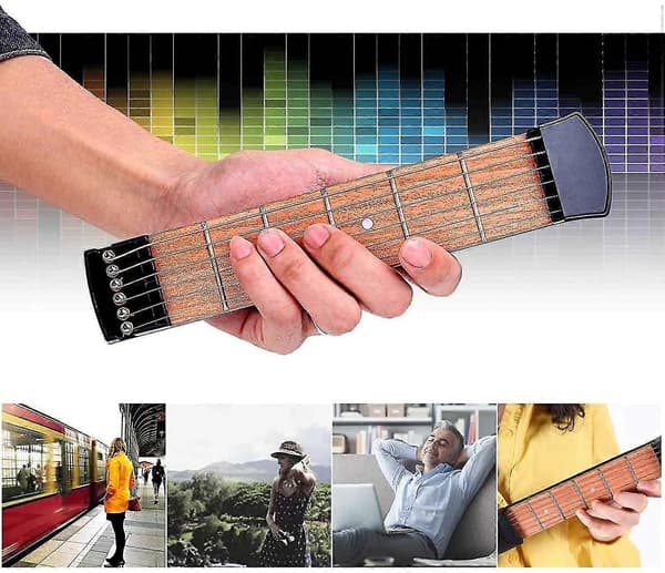 6-strängad Fickgitarr Akustisk Gitarr Övningsverktyg Ackordtränare Portabel Fickgitarr