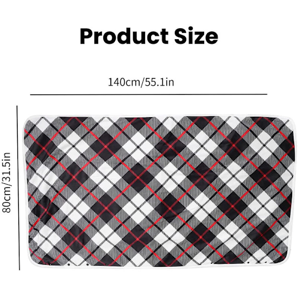 Elektrisk Varmetæppe 140 x 80 cm USB 5v med Justerbar Timer Hudvenlig Varme, Rødternet Mink Velvet
