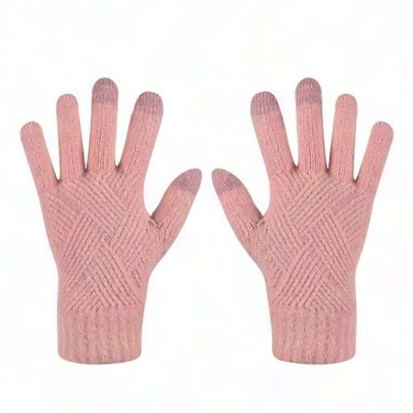 Vinter Varme Ensfarvede Argyle Touchscreen Handsker Lys pink Light pink