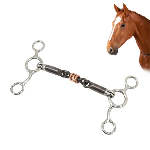 Hest Gag Ring Snaffle Rustfrit Stål Messing 145mm Mundstykke Hestetræningsudstyr