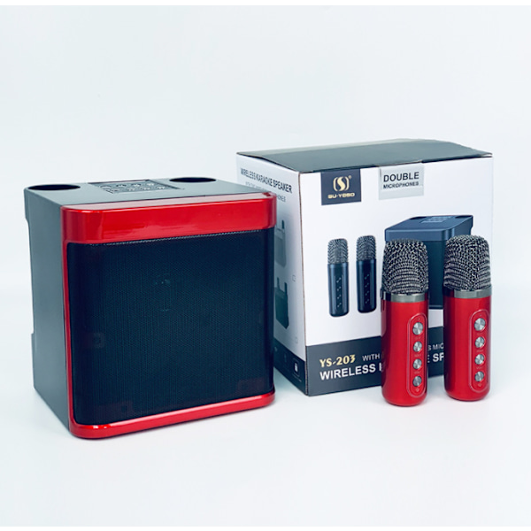 Langaton Bluetooth-mikrofonikaiutin, All-in-One mikrofoni ja äänilaite (Punainen)