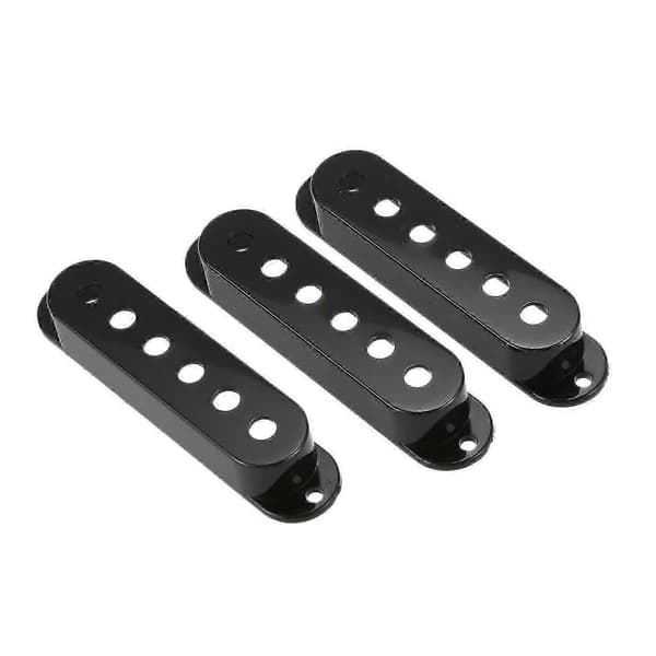 Sort 11-hullers SSS Guitar Pickguard til Strat med bagplade og knapper