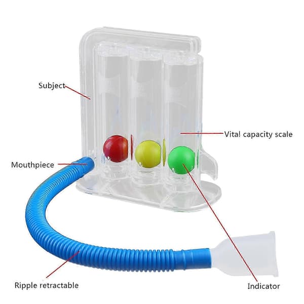 3-bollars djupandningsövning Kapacitetsträningsenhet Incitamentsspirometer Spirometri Andningsövningar och mätningar-Bra