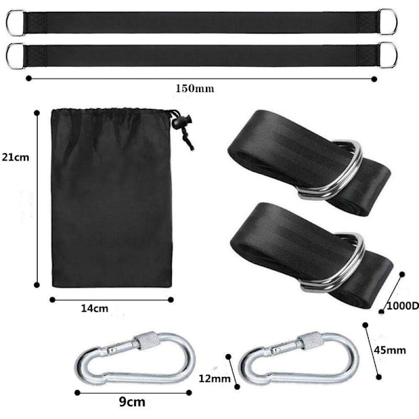 Gungremmar Plus Skydd 8-Teckens Roterande Ring 1,5 Meter Svart Utomhus Remrep + Skydd