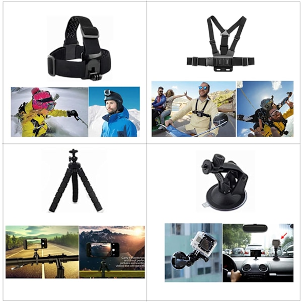 20-i-1 Tilbehør til GoPro Hero 8/9, DJI Svart