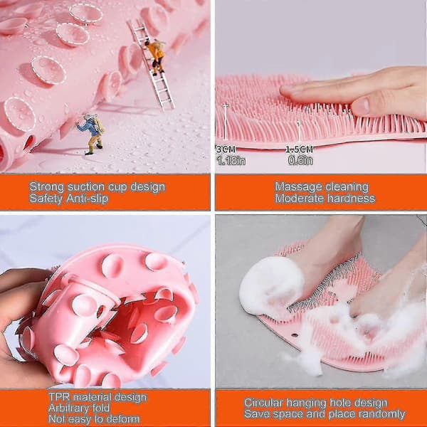 Väggmonterad silikonfot- och ryggskrubbborste, 2-pack