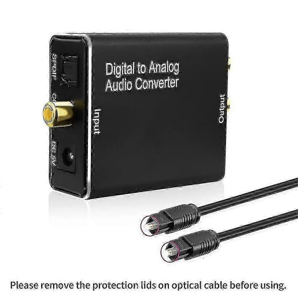 Digital til Analog Audio Konverter med Optisk SPDIF & RCA Stereo Output sort black