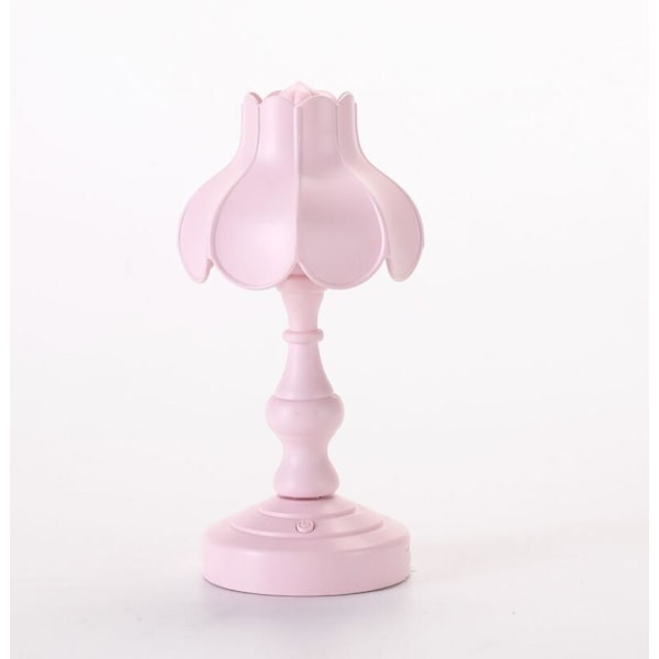 Retro pink lotusblad natlampe studerende kollegium skrivebord blomster bordlampe tre-trins justerbar soveværelse LED lille bordlampe,