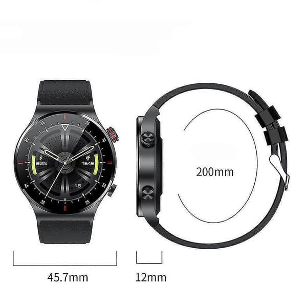 QW33 Bluetooth-kompatibelt talende ur til mænd, vandtæt ur til Android iOS, sort gummi Black rubber