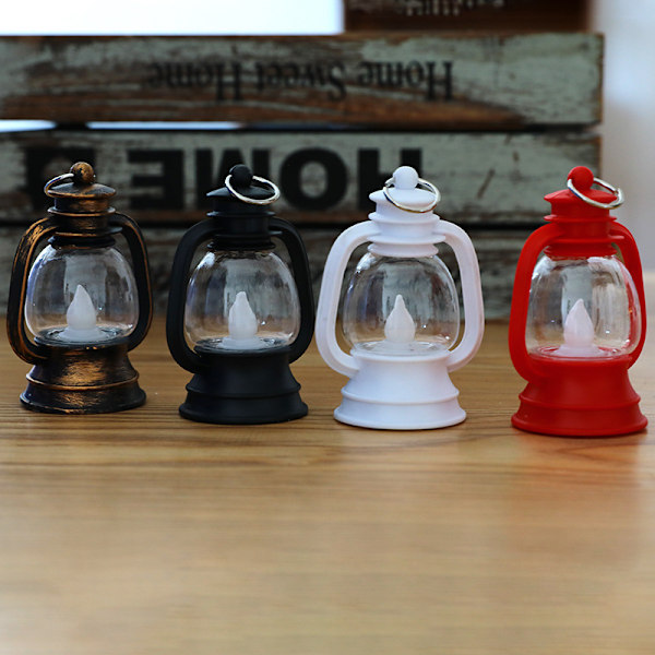 Mini LED-ljus, Liten Oljelampa, Julponnylanterna, Nattlampa, Juldekorationsscen, Röd