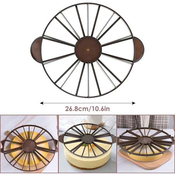 Kagedeler, Kageportionsmarkør Rund Kagedeler 10/12 Stk. Brød Kageskærer Lige Portionsskærer Skivemarkør Bageværktøj 26,9 cm