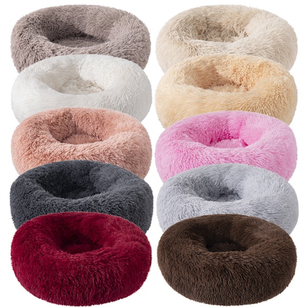 Hundekennel, Kattekennel, Rund Plys Kennel, Hundeseng, Vinter Varm Måtte, Hundepude, Kæledyrsartikler, Kæledyrsseng (Diameter 60cm, Lysebrun)