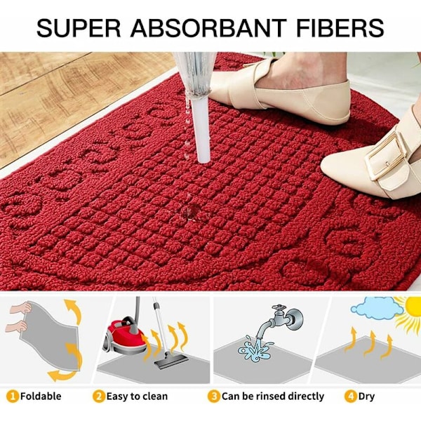 Indendørs Entré Tæppe, Holdbar Skridsikker Måtte, Indendørs Dørmåtte, Absorberende Måtter, Entré Måtte, Maskinvaskbare Dørmåtter til Entré 48 * 78CM
