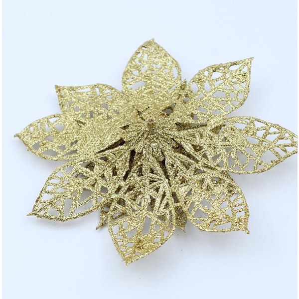 20 st, 15 cm Guld Imiterade Jul Konstgjorda Blommor Julklappsdekoration Gyllene Ihåliga Julblommor Pulver Ihåliga Julblommor,