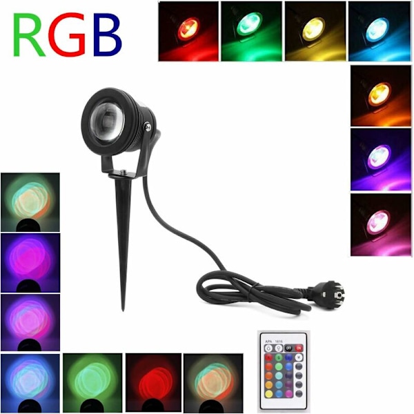 RGB Vedenalainen Valo Värikäs Akvaariovalo LED Suihkulähdevalo 85-265V RPG 10W - Musta Kuori Litteä Peili