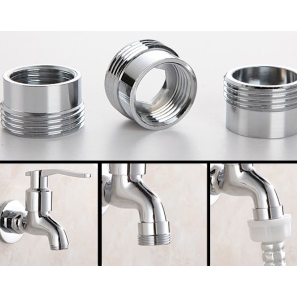 2 kpl Kuparinen pesukoneen hanaliitin 6-pisteadapteriin (keskipitkä (24 mm))