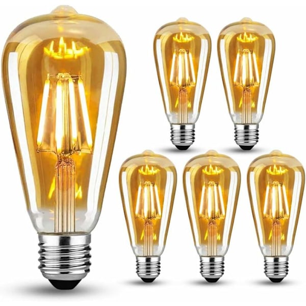 Retro Amber Glödlampa 6st 6W-Brun, 2700K [220V]