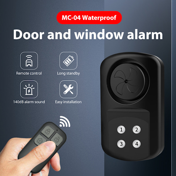 Alarmsensor til døre og vinduer IP67 vandtæt Svart Sort