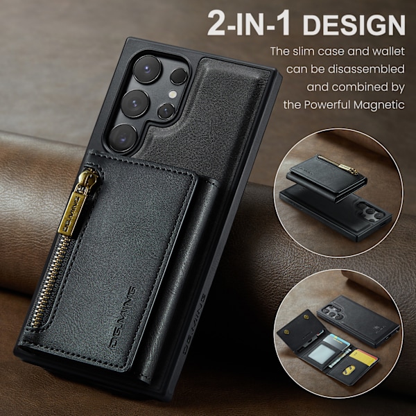 Samsung S24 telefoncover med magnetisk pung - sort