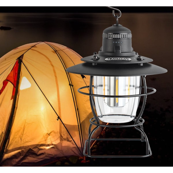 Retro Hästlykta för Utomhusbruk COB Campinglampa Hängande Campinglykta Portabel Nödbelysning (KS-8026 Svart)