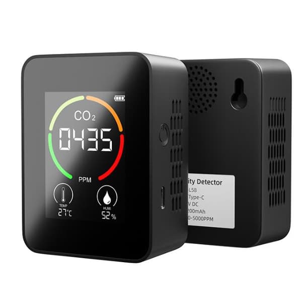 Bærbar C02-måler til hjemmet (Halvledersensor (Sort))