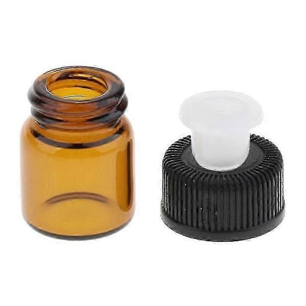 100 st 1ml 2ml 3ml Bärnstensfärgade Glasflaskor, Mini Eterisk Oljeflaskor Med Reducerare & Svart Plastlock 3ml 2ml