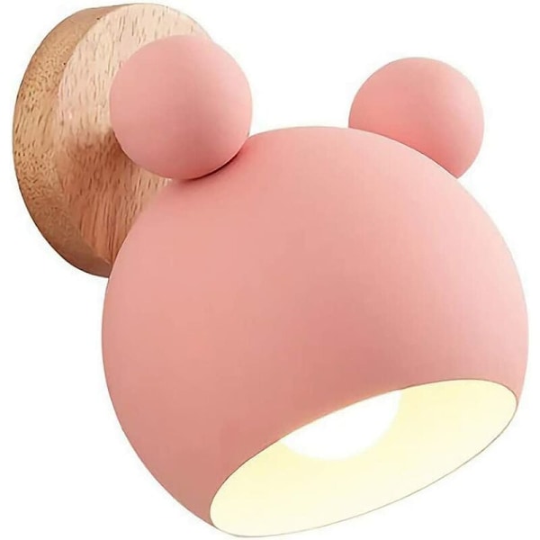 Nordisk Kreativ Macaron Væglampe Simpel Personlighed Soveværelse Mickey Log Mickey-Pink Uden Lyskilde
