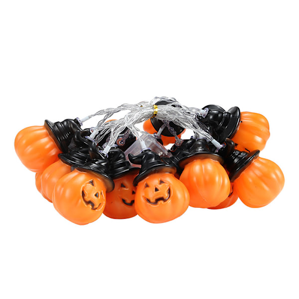 Juldekoration LED Ljusslinga Halloween Melon 3 Meter 20 Lampor med Blinkande Batterilåda (Gul Hatt Pumpa)