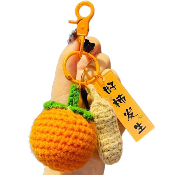 God persimmon frisure frugt plys uld hæklet gode nyheder vedhæng håndstrikket uld persimmon god persimmon peanut taske nøgle små tilbehør,