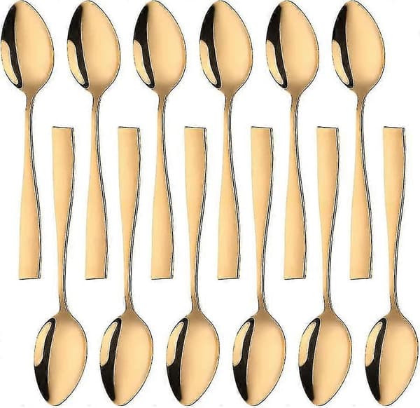 12-pack guldpläterade dessertskedar för fester
