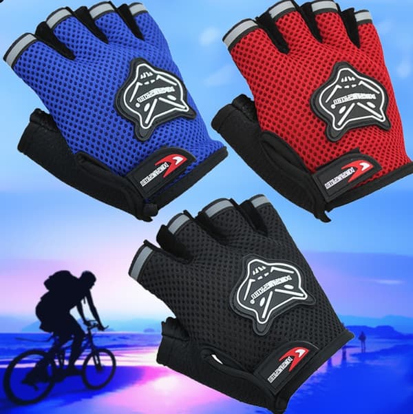 Sommar Mesh Cykel Halvfingerhandskar Fox Head Cykelhandskar (Blå (One Size))