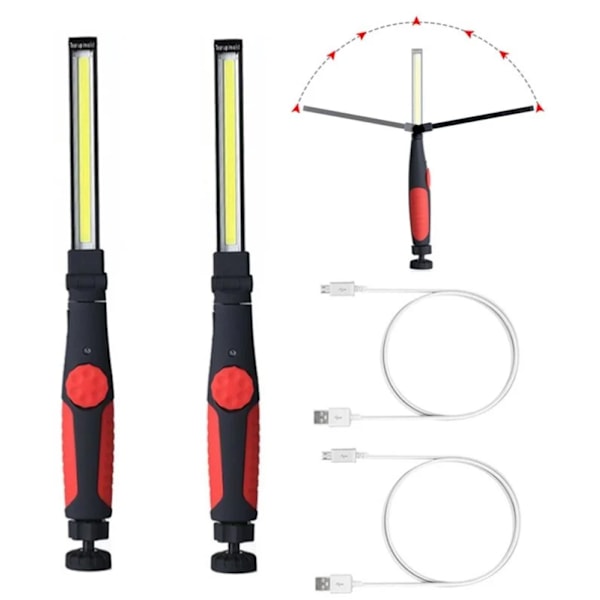 Multifunktionell USB Uppladdningsbar Ficklampa Lång Smal Arbetsinspektionslampa Campinglampa Utomhus Underhållslampa,