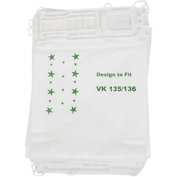 Pölynimurin lisävarusteet Pölynimurin puhdistuslisävarusteet Sopii Vorwerk VK135 VK136 10 Pölynimuripussia + 2 Sanitizer
