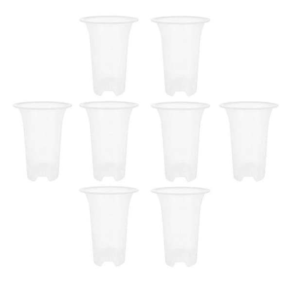 Klara orkidékrukor i plast 8 st för inomhusplantering med synliga rötter Vit White