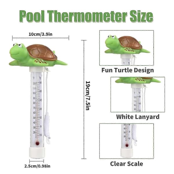 Flydende pooltermometer med kreativt dyredesign, stort dobbelt display til spa og boblebad