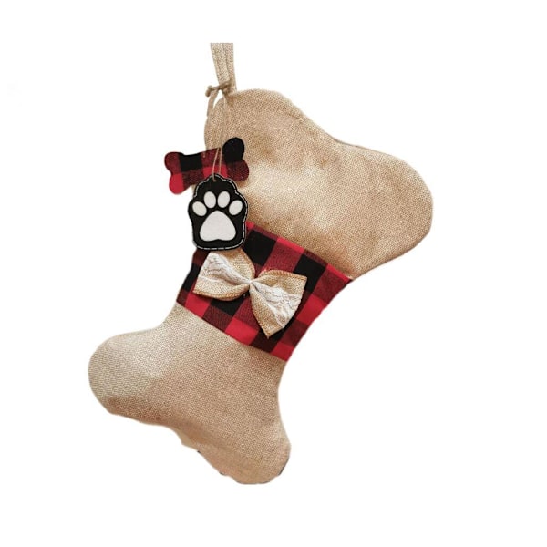 Julstrumpor för husdjur, juldekorationer, julstrumpor, presentpåsar, julartiklar (Burlap Bones)