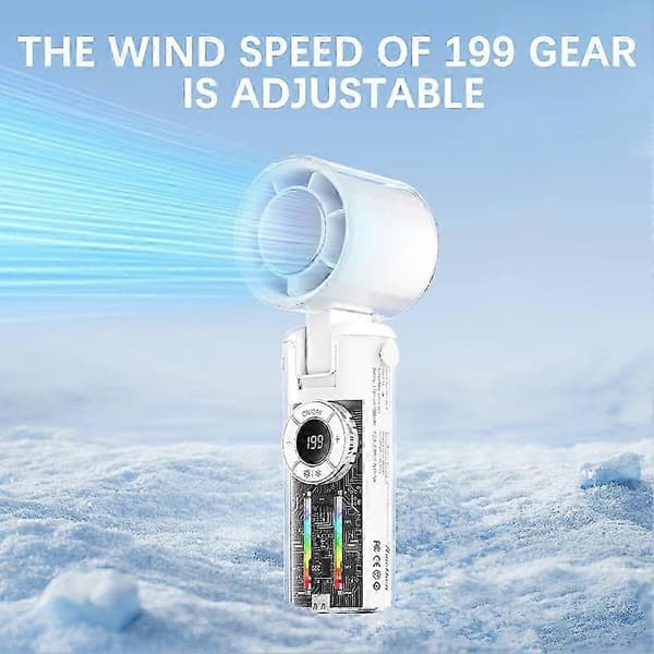 Bærbar håndholdt ventilator med is-køler, høj hastighed 4000mAh iskold ventilator til camping Translucent blue