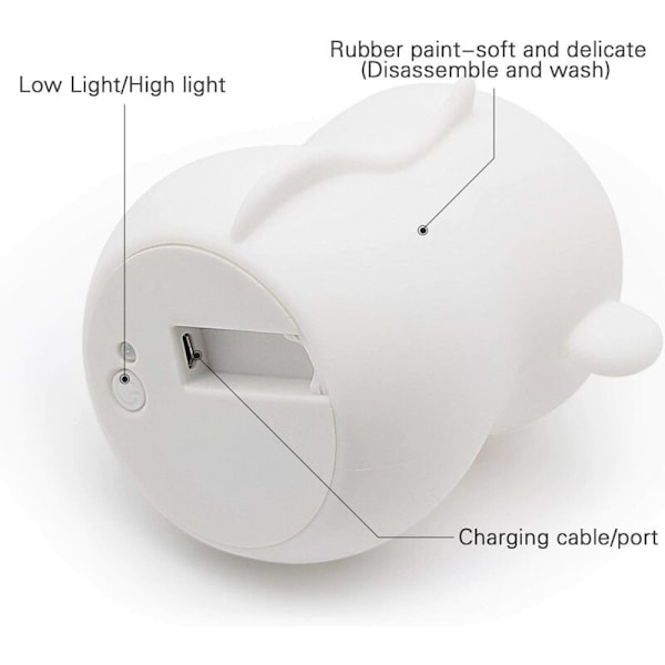 Farverig Natlampe til Børn, Touch Lys LED Natlampe, 9 Farver USB Genopladelig Lampe, Sengelampe, Atmosfærelys, Soveværelse - Abe
