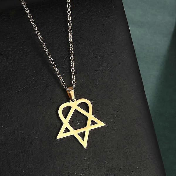 Enkel Heartagram Halskæde, Holdbart Rustfrit Stål Vedhæng Gave til Hende Gold