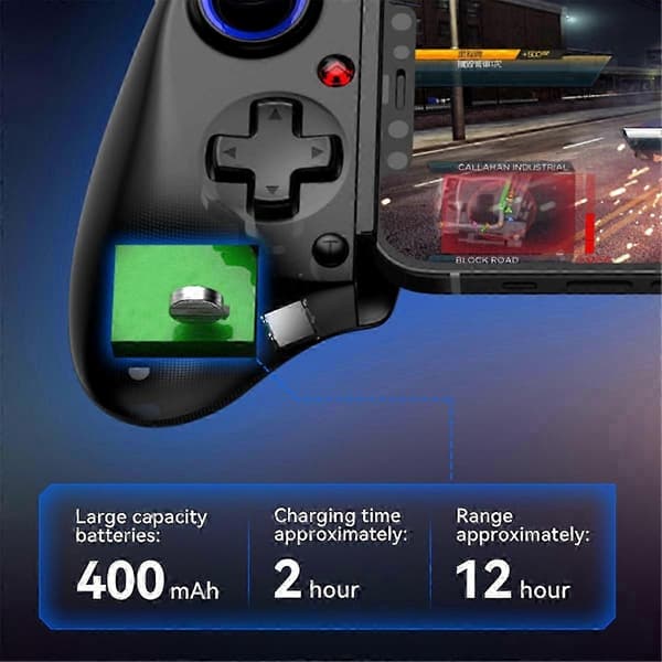 D11 Teleskopisk Spilcontroller RGB Telefon Gamepad med Turbo/6-akset Gyro/Vibration til Android IOS PS
