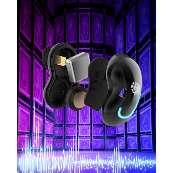 5.1 Mini Trådløst Touch Bluetooth Headset (Sort)