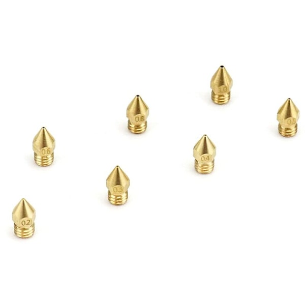 24 Stycken Skrivarmunstycken MK8 Munstycke, 0.2 mm, 0.3 mm, 0.4 mm, 0.5 mm, 0.6 mm, 0.8 mm, 1 mm, Munstyckessats, Kompatibel med Makerbot CR-10 3D-skrivare