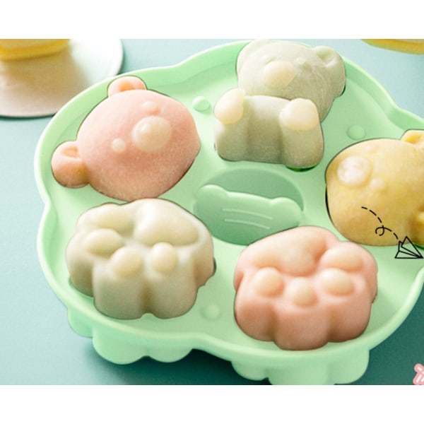 Baby Dampet Kage Madtilskud Form Baby Kan Lave Mad Høj Temperatur Resistent Silikone Kage Jelly Bage Slideværktøj (Avocado Grøn),