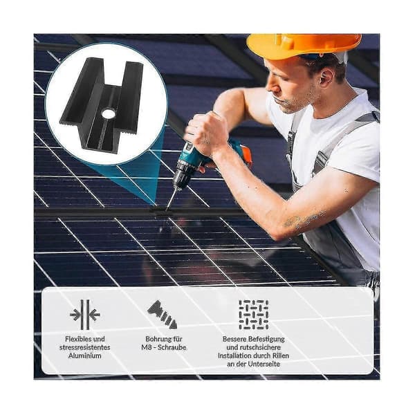 10 X Centerklemme PV Solpaneler, Sort, Modulklemme Til Alle Rammehøjder, Solpanelbeslag